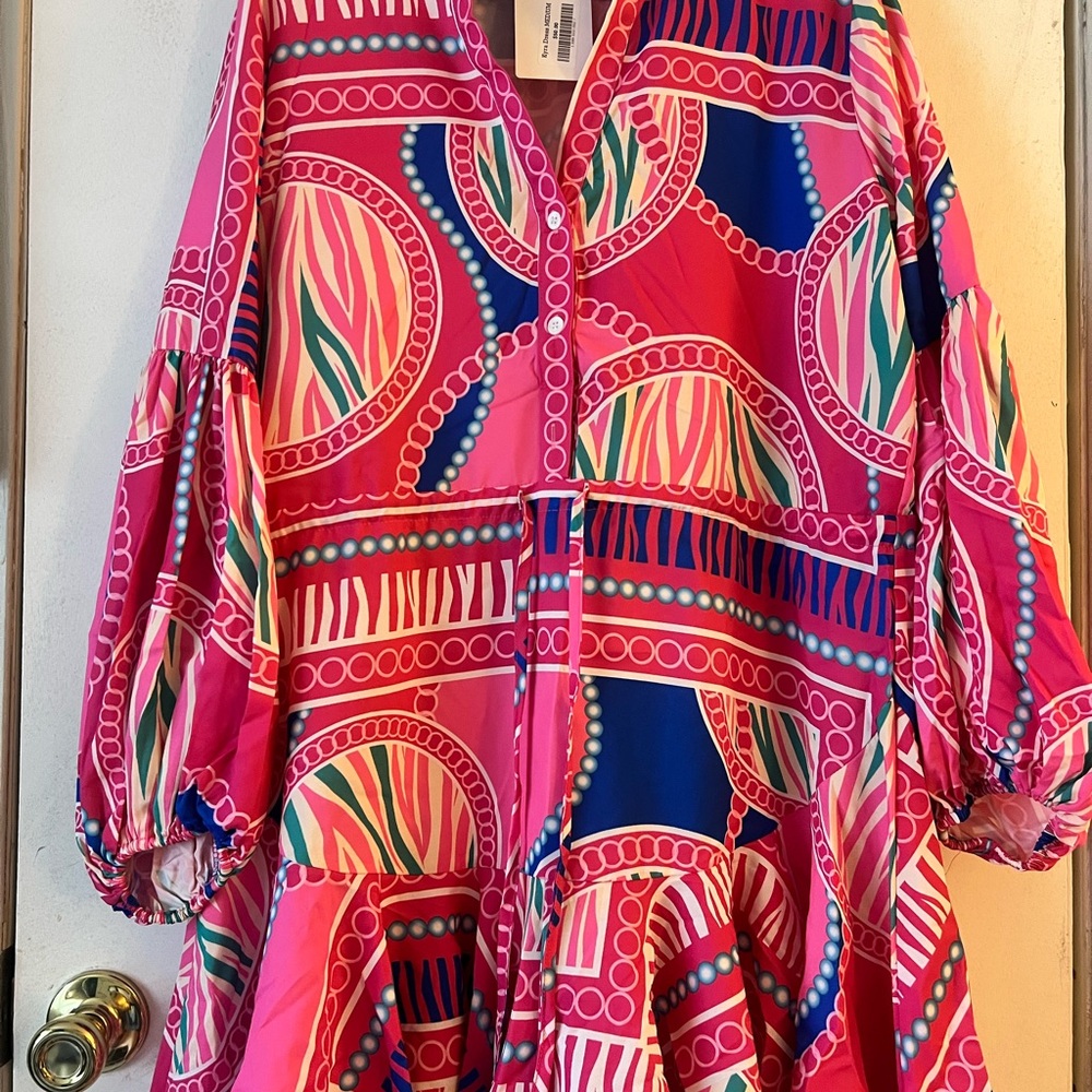 Vibrant Pink and Blue Women's Dress